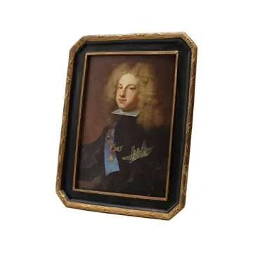 YULINK 5x7 Vintage Picture Frame, Antique Ornate Black and Gold Octagon Photo Frame, for Tabletop and Wall Display, Decorative Retro Home Decor, Old Fashioned Photo Gallery Art