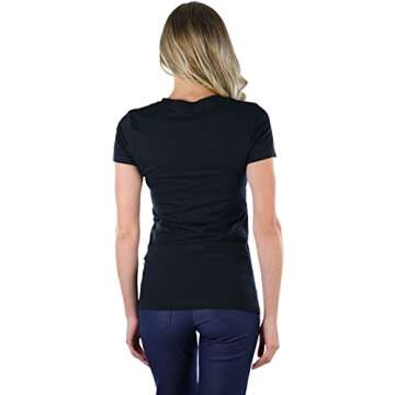 ToBeInStyle Women’s Beautiful Wardrobe Classic Short Sleeve V-Neck T-Shirt - Black - S