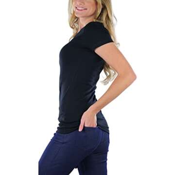 ToBeInStyle Women’s Beautiful Wardrobe Classic Short Sleeve V-Neck T-Shirt - Black - S