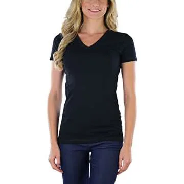 ToBeInStyle Women’s Beautiful Wardrobe Classic Short Sleeve V-Neck T-Shirt - Black - S