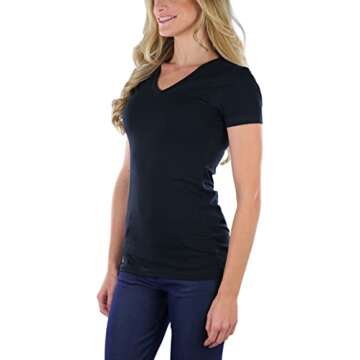 ToBeInStyle Women’s Beautiful Wardrobe Classic Short Sleeve V-Neck T-Shirt - Black - S