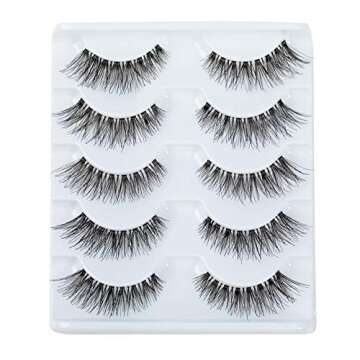 ALICE Lashes 120 Natural Wispy False Eyelashes 10 Pairs with Eyelashes Tweezers