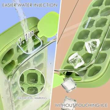 Ice Cube Tray, Easy Release Ice Mold - Silicone 21 pcs Ice Cube Trays for freezer - Ice Box for Cock...