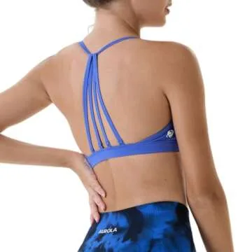 AUROLA Mercury Workout Sports Bras Women Athletic Removable Padded Backless Strappy Halter Light Support Gym Yoga Crop Top