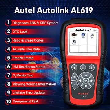 Autel AutoLink AL619 2025 Car ABS SRS & CAN OBD2 Diagnostic Scan Tool, Read Erase DTCs for ABS Airba...