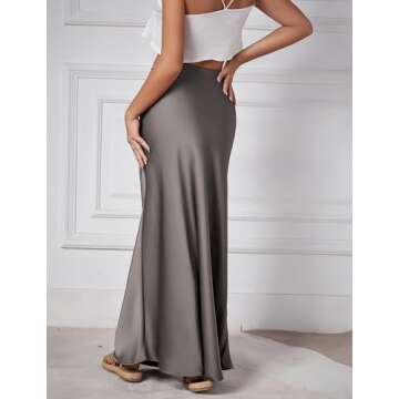 Women High Waisted Slip Skirts Casual Satin Bodycon Skirt A Line Wrap Skirts Silk Y2K Skirt Grey M