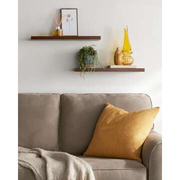 BAYKA Floating Shelves, 22.5" Wall Mounted Wood Shelves for Bathroom, Bedroom, Living Room, Kitchen,...