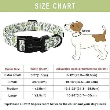ARING PET Dinosaur Dog Collar-Cute Dog Collar for Small Dogs, Adjustable Comfortable Cotton Boy Dog Collars for Small Medium Large Dogs, Medium
