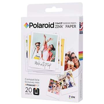Zink Polaroid 3.5 x 4.25 inch Premium Zink Border Print Photo Paper (20 Sheets) Compatible with Pop ...