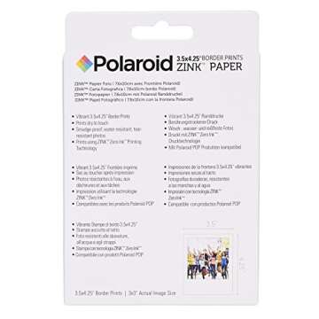 Zink Polaroid 3.5 x 4.25 inch Premium Zink Border Print Photo Paper (20 Sheets) Compatible with Pop Instant Camera