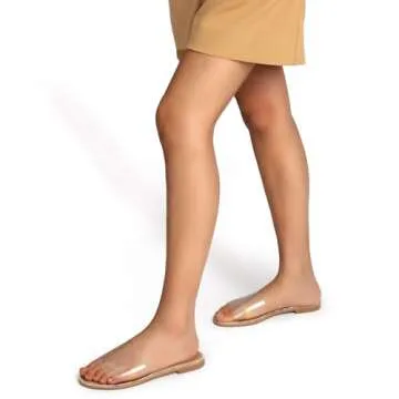 MUSSHOE Women's Clear Flat Sandals With Rhinestone Transparent Summer Slide Sandals for Women Dressy, Clear 9