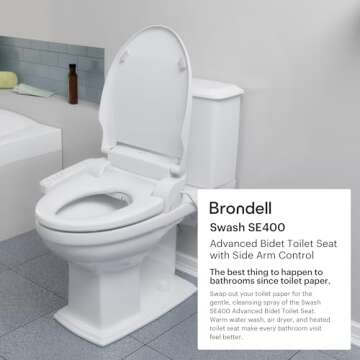 Brondell SE400-EW Swash SE400 Electric Bidet Toilet Seat With Heated Seat, Oscillating Stainless Ste...