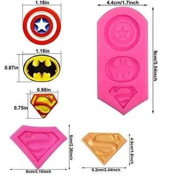 8 Pieces Superheros Themed Silicone Molds Fondant Candy Chocolate Mold Silicone Fondant Moldfor Cake Decorations