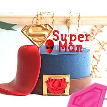 8 Pieces Superheros Themed Silicone Molds Fondant Candy Chocolate Mold Silicone Fondant Moldfor Cake Decorations