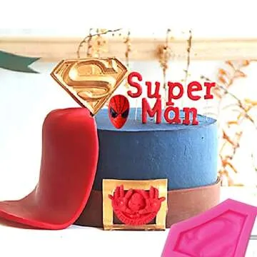 8 Pieces Superheros Themed Silicone Molds Fondant Candy Chocolate Mold Silicone Fondant Moldfor Cake Decorations