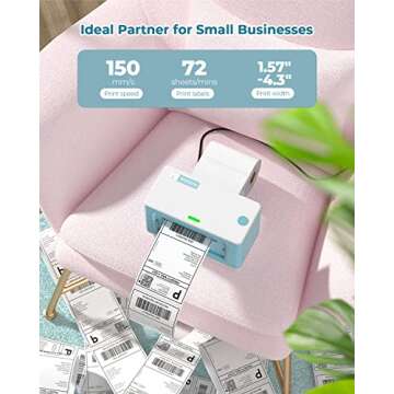 MUNBYN Shipping Label Printer RealWriter 941, 4x6 Thermal Label Printer for Shipment of Packages, Ho...