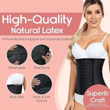 Lady Slim Fajas Colombianas Reductoras Y Moldeadoras para Mujer Underbust Waist Cincher Corset Sport Girdle Hourglass Body Shaper Black Version 2, XS