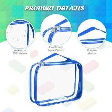 4 Packs Large Toy Storage Bags with Zipper, Clear PVC Board Game Storage, Reusable Organizing Bags with Handle, Travel Waterproof Toiletry Bags Organizer Bags for Building Blocks, Puzzle, Kids Books