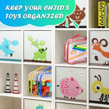 4 Packs Large Toy Storage Bags with Zipper, Clear PVC Board Game Storage, Reusable Organizing Bags with Handle, Travel Waterproof Toiletry Bags Organizer Bags for Building Blocks, Puzzle, Kids Books