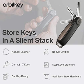 Orbitkey Leather Key Organizer Slim Quiet Durable Stainless Steel