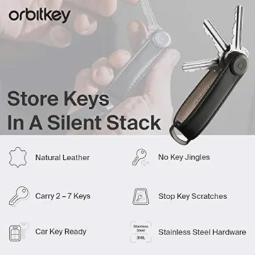 Orbitkey Leather Key Organizer Slim Quiet Durable Stainless Steel