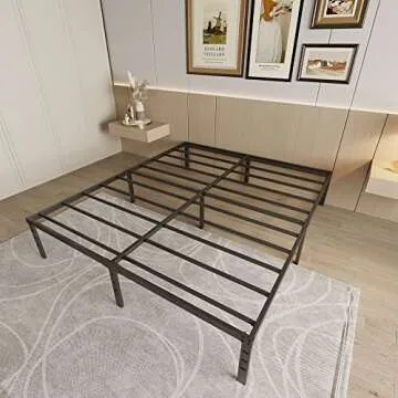ALDRICH Metal Bed Frame Queen Size - 16 Inch Tall Black Basic Steel Slats Platform, Easy Assembly Heavy Duty Noise Free Bedframes, No Box Spring Needed