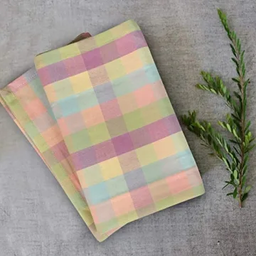 Urban Villa Dinner Napkins Buffalo Checks Cloth Napkins Set of 12 Easter Color Checks 100% Cotton Dinner Napkins Over Sized 20”x20” Inches Cloth Napkins Hotel Quality Dinner Napkins