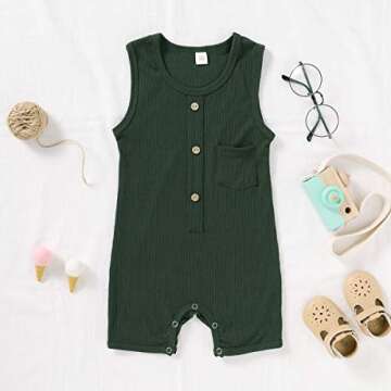 YOUNGER TREE Infant Newborn Unisex Baby Boys Girls Solid Sleeveless Romper Summer Jumpsuit One Piece...