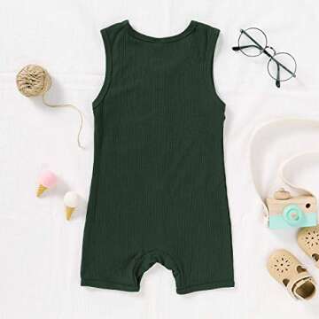 YOUNGER TREE Infant Newborn Unisex Baby Boys Girls Solid Sleeveless Romper Summer Jumpsuit One Piece Outfits Clothes (0-6 Months,Green)