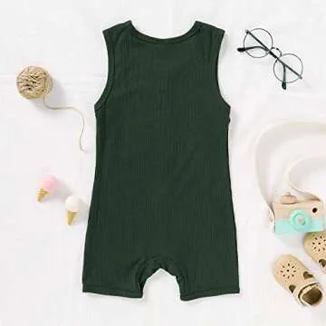YOUNGER TREE Infant Newborn Unisex Baby Boys Girls Solid Sleeveless Romper Summer Jumpsuit One Piece Outfits Clothes (0-6 Months,Green)