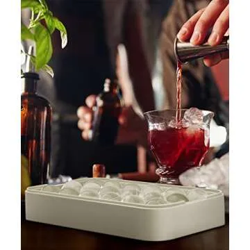 longzon Round Ice cube Trays for Freezer,Easy-Release Silicone,Circle Ice cube tray Making Sphere Ice with Removable Lid,BPA Free,for Cocktail,Whiskey Tea Coffee 2 Trays 1 ice Bucket & Scoop [2 pack]