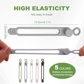 10PC Data Cable Organizer - 2026 Upgrade Silicone Cable Ties for Effective Cord Management