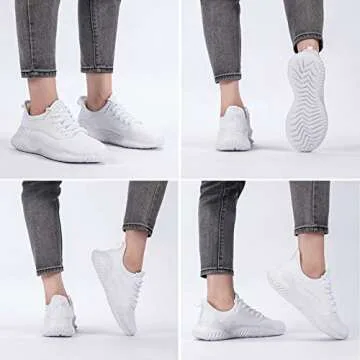 Akk White Tennis Shoes for Women Slip On Comfort Sneakers