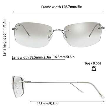 The Fresh Minimalist Small Rectangular Sunglasses Clear Eyewear Spring Hinge - Gift Box Package (1MC-Silver, Clear, 58)