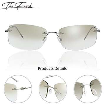 The Fresh Minimalist Small Rectangular Sunglasses Clear Eyewear Spring Hinge - Gift Box Package (1MC-Silver, Clear, 58)