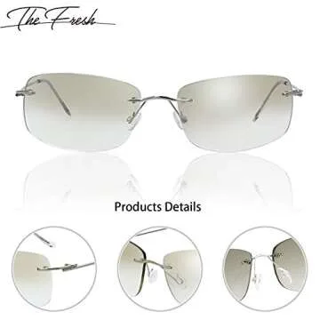The Fresh Minimalist Small Rectangular Sunglasses Clear Eyewear Spring Hinge - Gift Box Package (1MC-Silver, Clear, 58)
