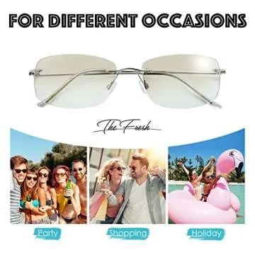 The Fresh Minimalist Small Rectangular Sunglasses Clear Eyewear Spring Hinge - Gift Box Package (1MC-Silver, Clear, 58)