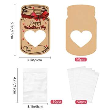 Valentines Day Cards for Kids-50 Pack Happy Valentine's Day Card Bulk with 50 Treat Bags-DIY Valentine Exchange Cards for Boys Girls Toddler School Class Classroom Party Favors (Candy Not Included)