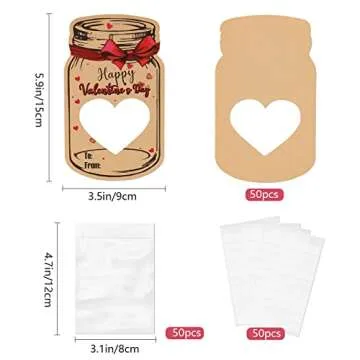 Valentines Day Cards for Kids-50 Pack Happy Valentine's Day Card Bulk with 50 Treat Bags-DIY Valentine Exchange Cards for Boys Girls Toddler School Class Classroom Party Favors (Candy Not Included)