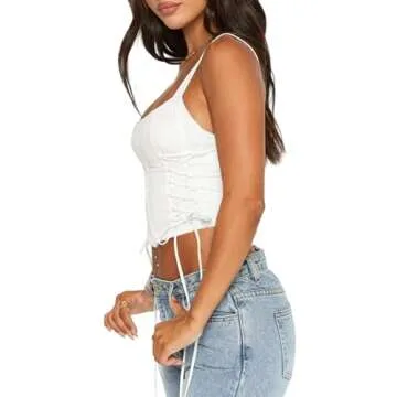 Tankaneo Women Corset tops Lace Up Boned Bodyshaper Bustier Zip Back Cropped Going Out Tops