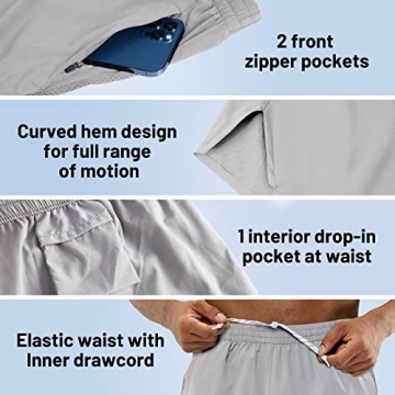 MIER Men's Lightweight Active Running Shorts with Pockets