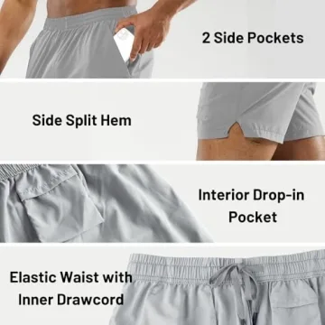 MIER Men's Lightweight Active Running Shorts with Pockets