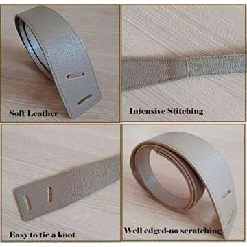 ALAIX Women's Leather Belt Dress Belt for Jeans Jumpsuit Coat Fashion Tie a Knot Genuine Leather Waist Belt Beige