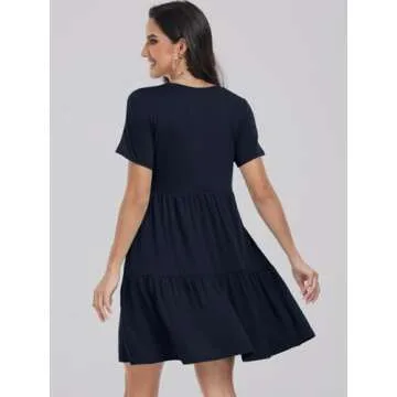 ANRABESS Women Casual Dress Short Sleeve Mini Dress