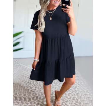 ANRABESS Women Casual Dress Short Sleeve Mini Dress