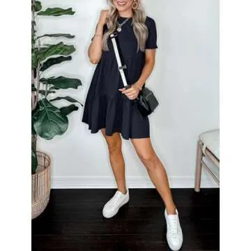 ANRABESS Women Casual Dress Short Sleeve Mini Dress