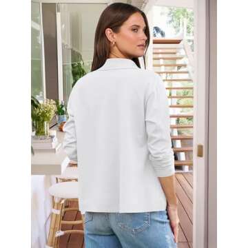 ANRABESS Women Long Sleeve Polo Shirts Casual V Neck Collared Boxy Fit Dressy Work Blouse Top Spring Outfits White L