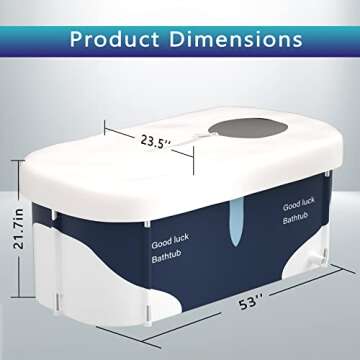 53" Extra Large Portable Foldable Bathtub with Metal Frame for Adult, Family SPA Soaking Tub with Co...