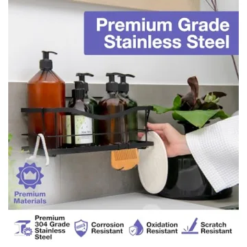 Premium Rustproof Shower Caddy 2-Pack No Drill Matte Black