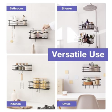 Premium Rustproof Shower Caddy 2-Pack No Drill Matte Black